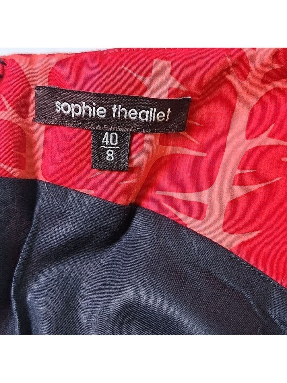 Sophie Theallet Cotton and Leather Red and Black Patterned Dress Size US8 EU40 - Picture 3 of 8